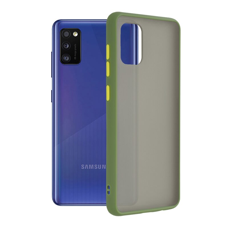 Husa Samsung Galaxy A41 Mobster Chroma Cu Butoane Si Margini Colorate - Verde Deschis