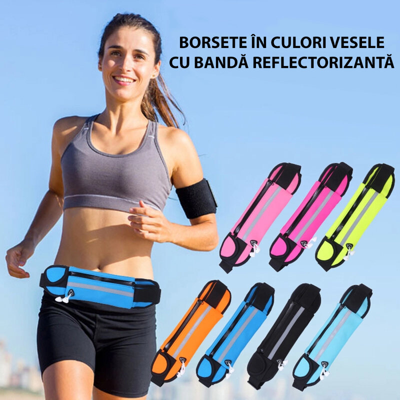 Husa Alergare Tip Curea Jogging Ajustabila Cu Suport Sticla Apa, Telefon, Chei - Verde