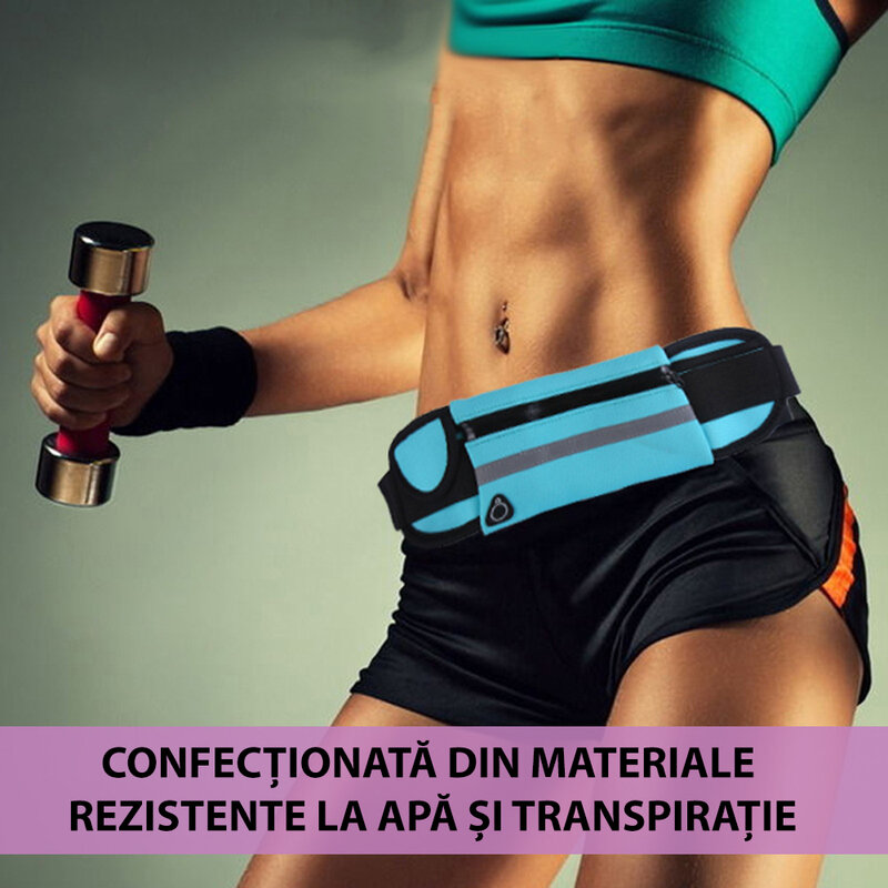 Husa Alergare Tip Curea Jogging Ajustabila Cu Suport Sticla Apa, Telefon, Chei - Verde