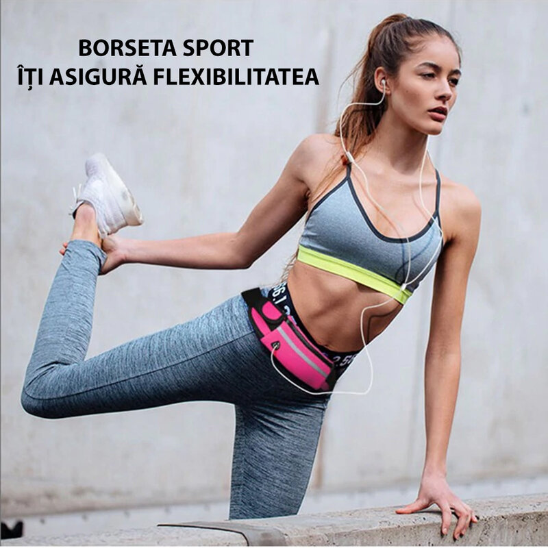Husa Alergare Tip Curea Jogging Ajustabila Cu Suport Sticla Apa, Telefon, Chei - Verde