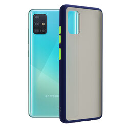 Husa Samsung Galaxy A51 Mobster Chroma Cu Butoane Si Margini Colorate - Albastru