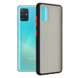 Husa Samsung Galaxy A51 Mobster Chroma Cu Butoane Si Margini Colorate - Negru