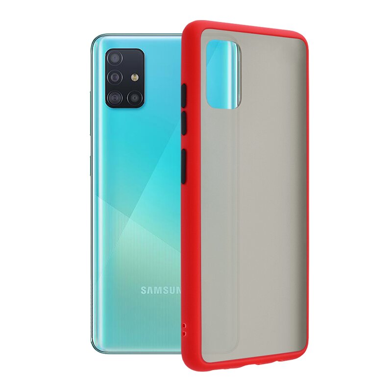 Husa Samsung Galaxy A51 Mobster Chroma Cu Butoane Si Margini Colorate - Rosu