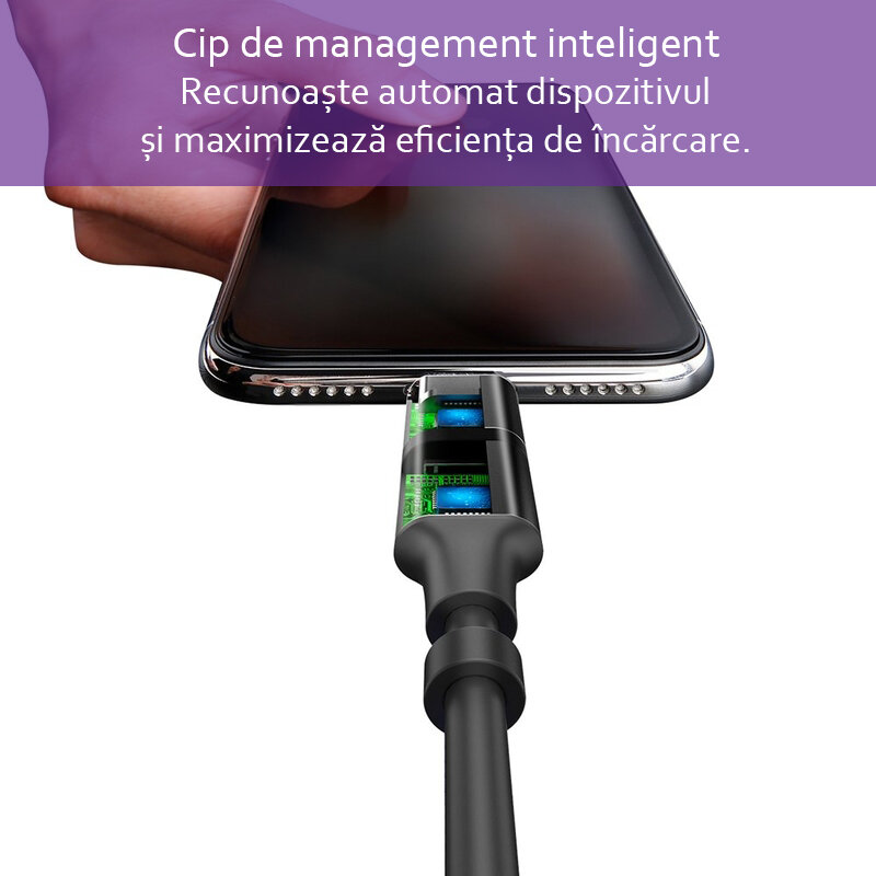 Cablu de date Micro USB/ USB-C/ Lightning Baseus Excellent - CA3IN1-ZY01 - Negru