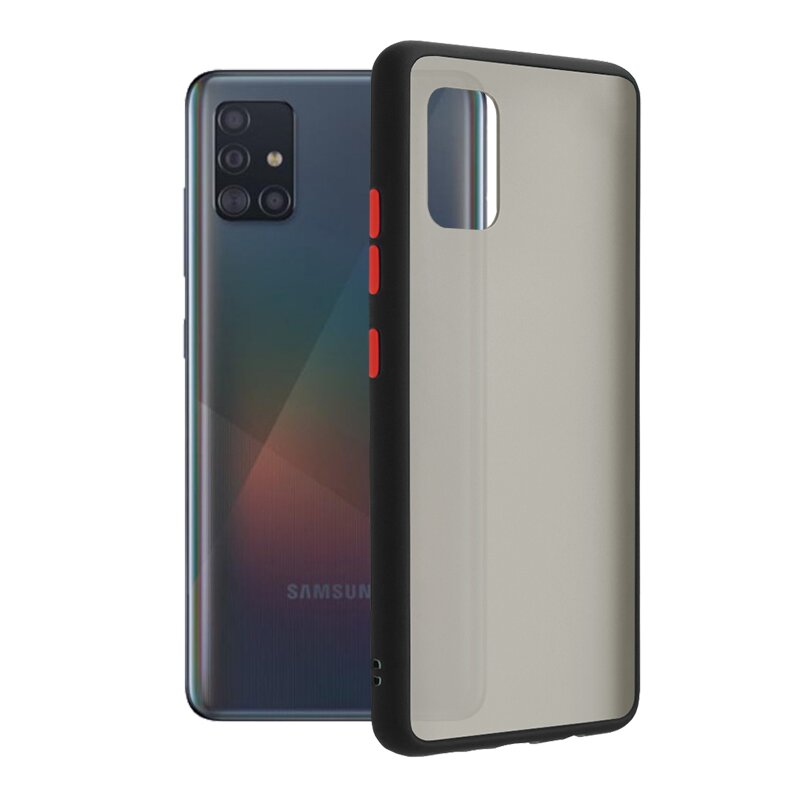 Husa Samsung Galaxy A51 5G Mobster Chroma Cu Butoane Si Margini Colorate - Negru