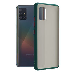 Husa Samsung Galaxy A51 5G Mobster Chroma Cu Butoane Si Margini Colorate - Verde Inchis