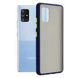 Husa Samsung Galaxy A71 5G Mobster Chroma Cu Butoane Si Margini Colorate - Albastru