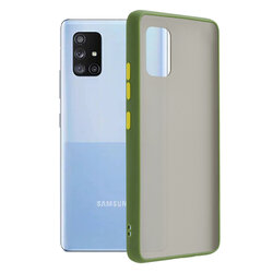 Husa Samsung Galaxy A71 5G Mobster Chroma Cu Butoane Si Margini Colorate - Verde Deschis