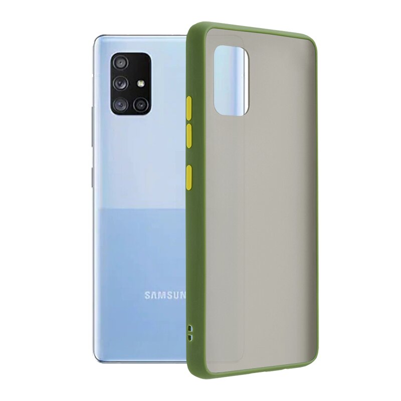 Husa Samsung Galaxy A71 5G Mobster Chroma Cu Butoane Si Margini Colorate - Verde Deschis