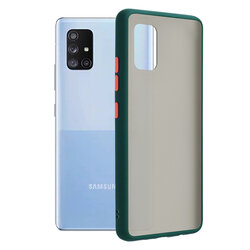 Husa Samsung Galaxy A71 5G Mobster Chroma Cu Butoane Si Margini Colorate - Verde Inchis