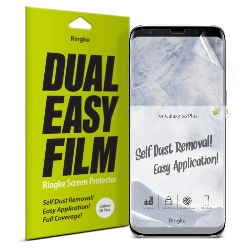 [Pachet 2x] Folie Samsung Galaxy S8+, Galaxy S8 Plus Ringke Dual Easy Film Full Coverage - Clear