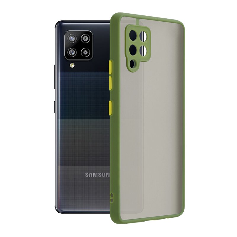 Husa Samsung Galaxy A42 5G Mobster Chroma Cu Butoane Si Margini Colorate - Verde Deschis