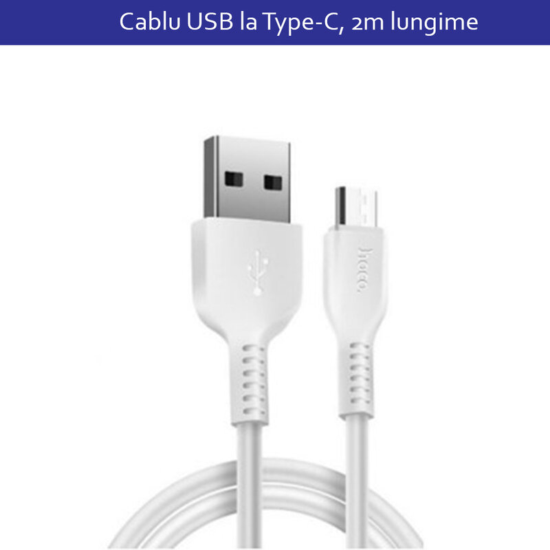 Cablu de date Flash Charging Type-C Hoco X20 2M 2.4A, alb