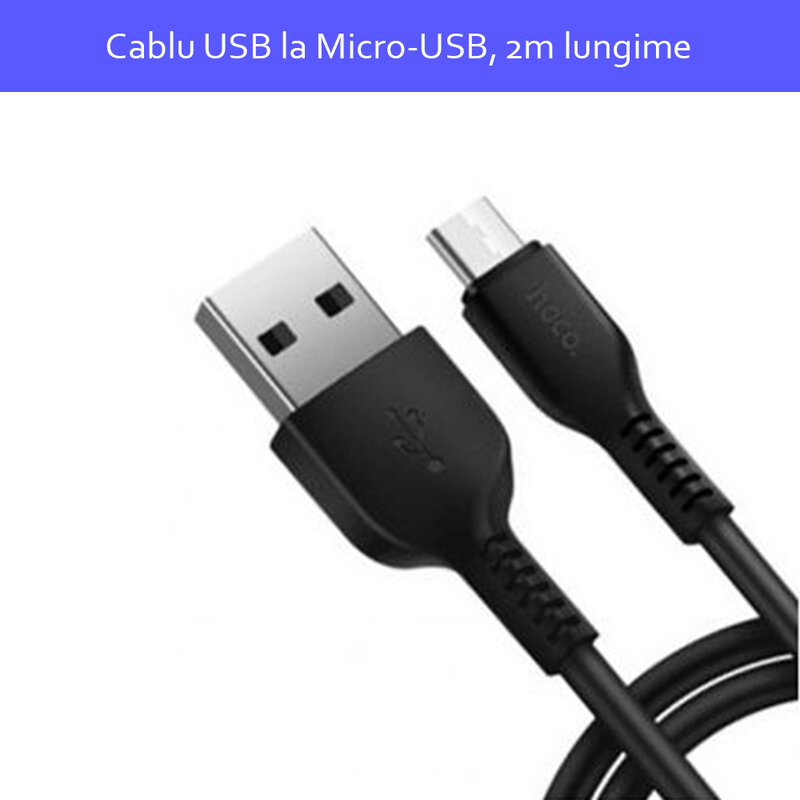 Cablu de date Flash Charging Micro-USB Hoco X20 2M 2A, negru