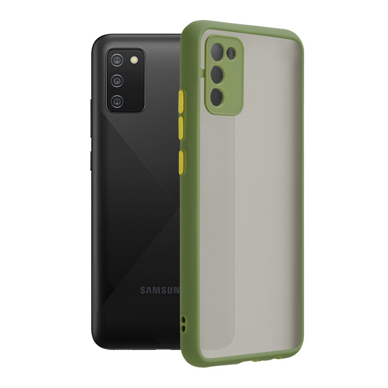 Husa Samsung Galaxy A02s Mobster Chroma Cu Butoane Si Margini Colorate - Verde Deschis