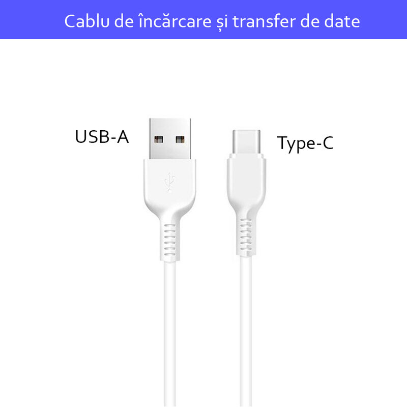 Cablu de date Flash Charging Type-C Hoco X20 3M 2.4A, alb