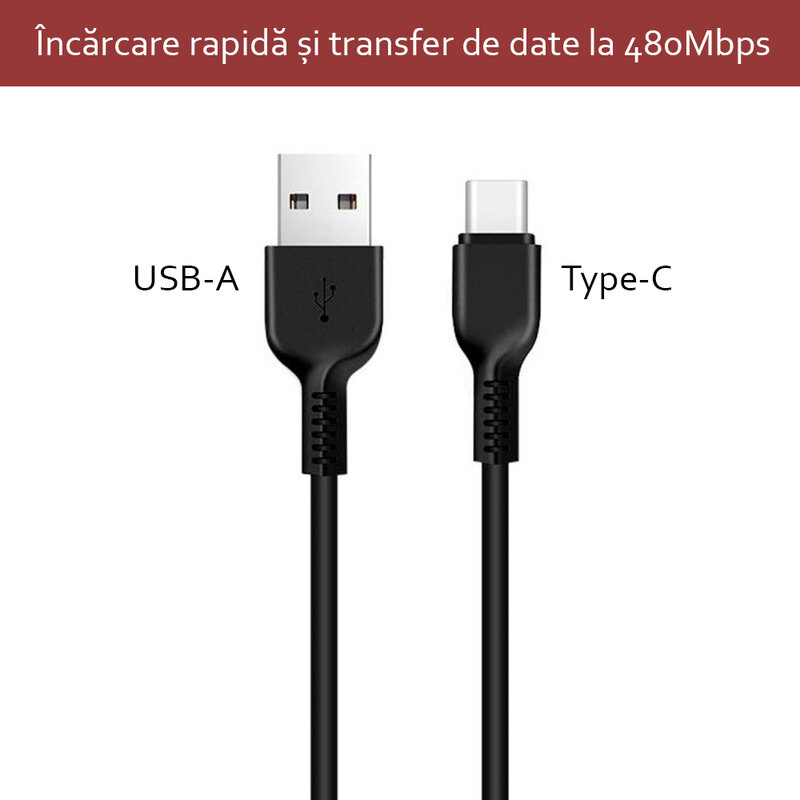 Cablu de date Flash Charging USB-C 3A Hoco X20, 3m, negru