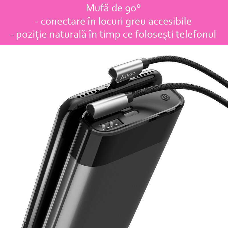 Cablu de date Type-C Hoco Steel U42 1.2M 2.4A - Negru