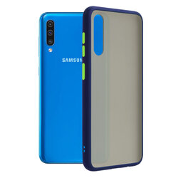 Husa Samsung Galaxy A50 Mobster Chroma Cu Butoane Si Margini Colorate - Albastru
