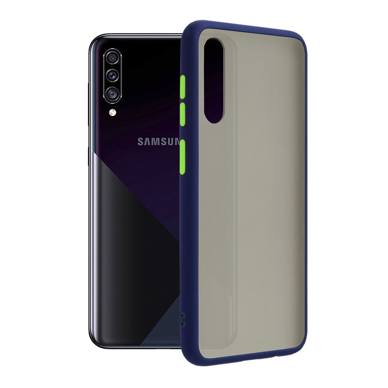 Husa Samsung Galaxy A30s Mobster Chroma Cu Butoane Si Margini Colorate - Albastru