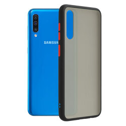 Husa Samsung Galaxy A50 Mobster Chroma Cu Butoane Si Margini Colorate - Negru