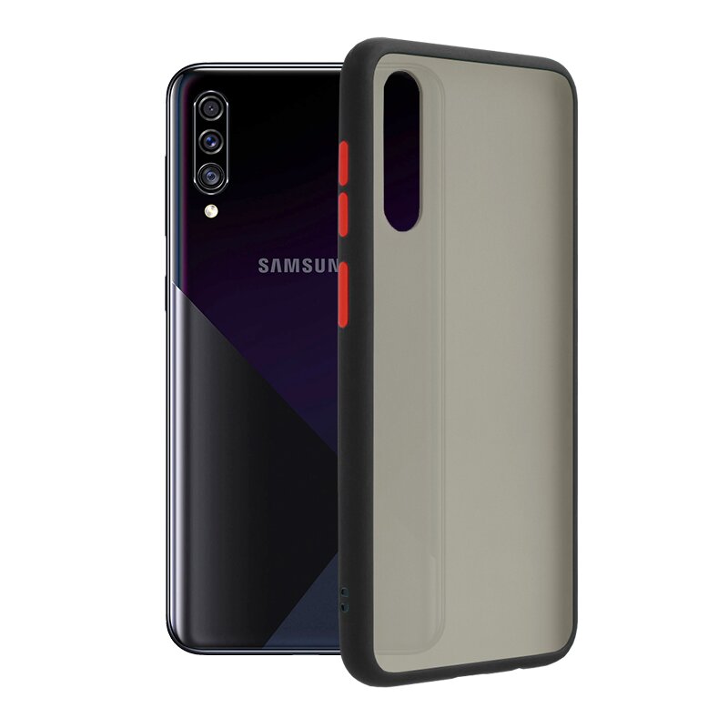 Husa Samsung Galaxy A30s Mobster Chroma Cu Butoane Si Margini Colorate - Negru