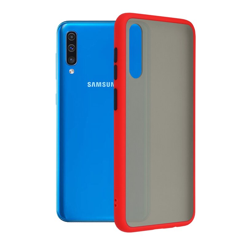 Husa Samsung Galaxy A50 Mobster Chroma Cu Butoane Si Margini Colorate - Rosu