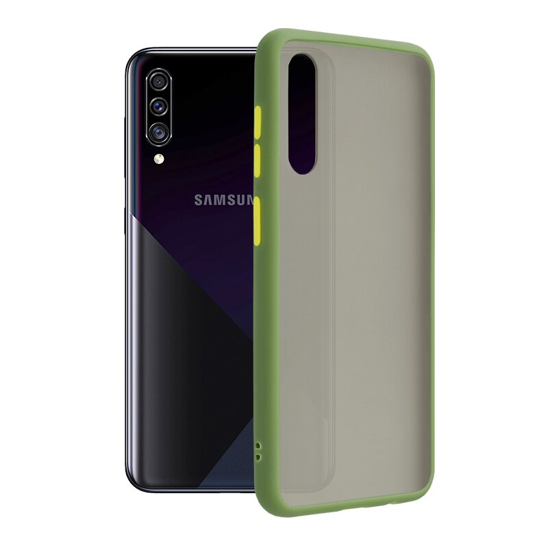 Husa Samsung Galaxy A30s Mobster Chroma Cu Butoane Si Margini Colorate - Verde Deschis