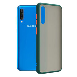 Husa Samsung Galaxy A50 Mobster Chroma Cu Butoane Si Margini Colorate - Verde Inchis