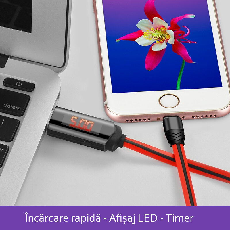 Cablu de date Lightning Hoco U29 1.2M 2.0A - Alb