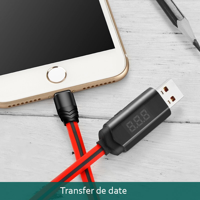 Cablu de date Lightning Hoco U29 1.2M 2.0A - Alb