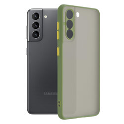 Husa Samsung Galaxy S21 5G Mobster Chroma Cu Butoane Si Margini Colorate - Verde Deschis