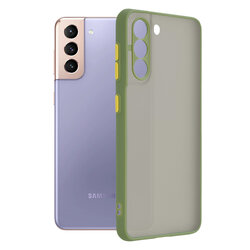Husa Samsung Galaxy S21 Plus 5G Mobster Chroma Cu Butoane Si Margini Colorate - Verde Deschis