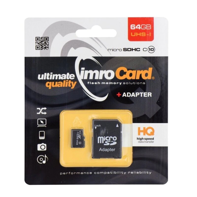 Card de memorie Imro Micro SD-UHS 64 GB Class 10 + Adaptor SD