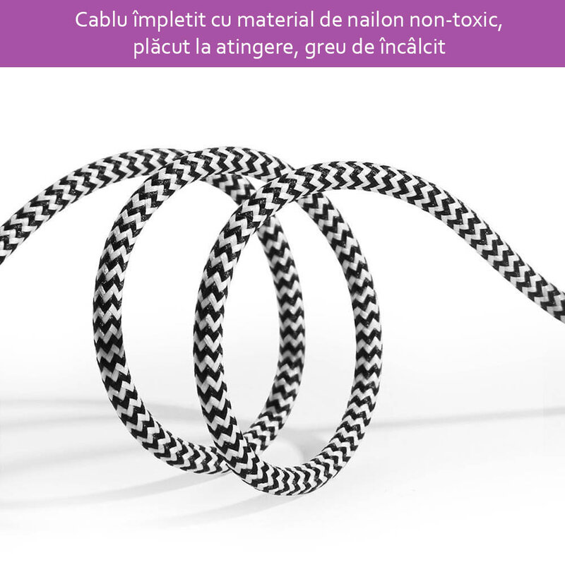 Cablu de date Dux Ducis K-One USB la Lightning, 3m, 2.1A, alb-negru