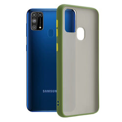 Husa Samsung Galaxy M31 Mobster Chroma Cu Butoane Si Margini Colorate - Verde Deschis