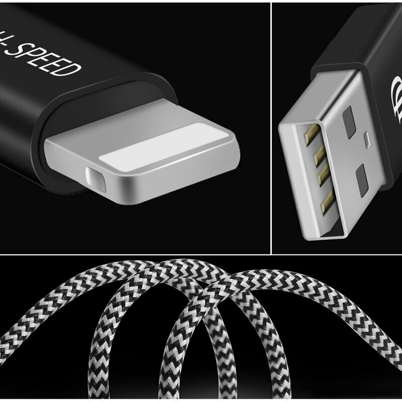 Cablu de date Dux Ducis K-One USB la Lightning, 2m, 2.1A, alb-negru