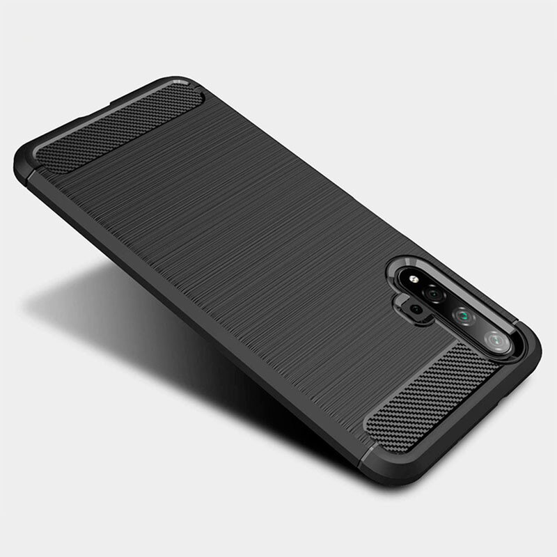 Husa Huawei Nova 5T Techsuit Carbon Silicone, negru