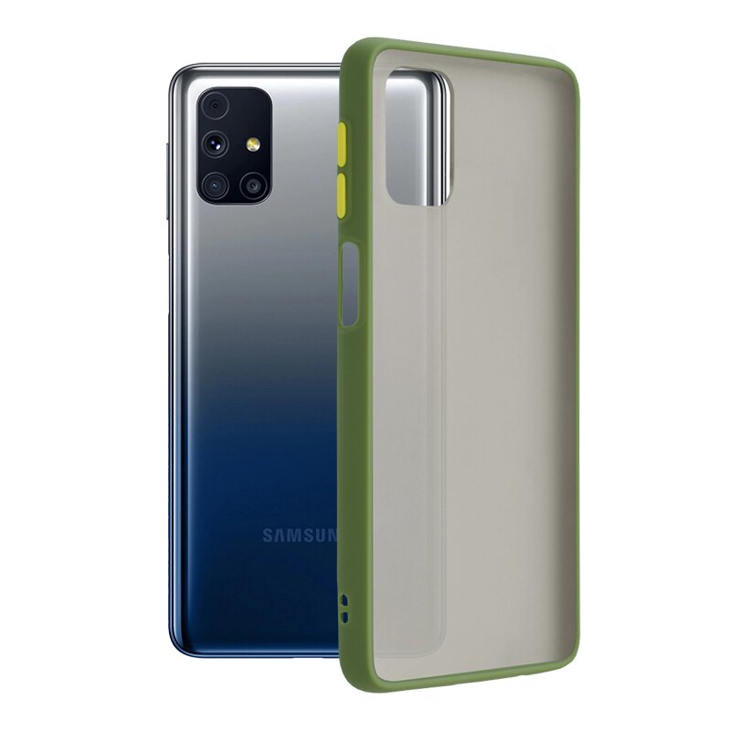 Husa Samsung Galaxy M31s Mobster Chroma Cu Butoane Si Margini Colorate - Verde Deschis