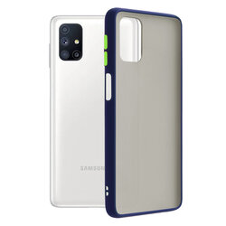 Husa Samsung Galaxy M51 Mobster Chroma Cu Butoane Si Margini Colorate - Albastru