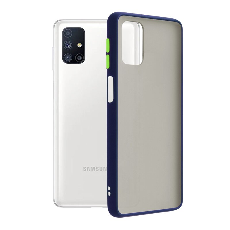 Husa Samsung Galaxy M51 Mobster Chroma Cu Butoane Si Margini Colorate - Albastru