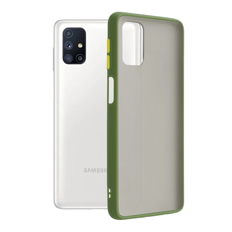 Husa Samsung Galaxy M51 Mobster Chroma Cu Butoane Si Margini Colorate - Verde Deschis