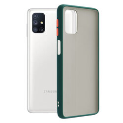 Husa Samsung Galaxy M51 Mobster Chroma Cu Butoane Si Margini Colorate - Verde Inchis
