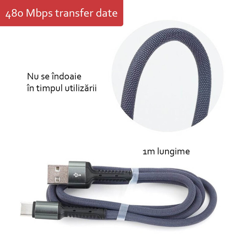 Cablu de date Type-C LDNIO LS63 100CM 2.4A - Negru
