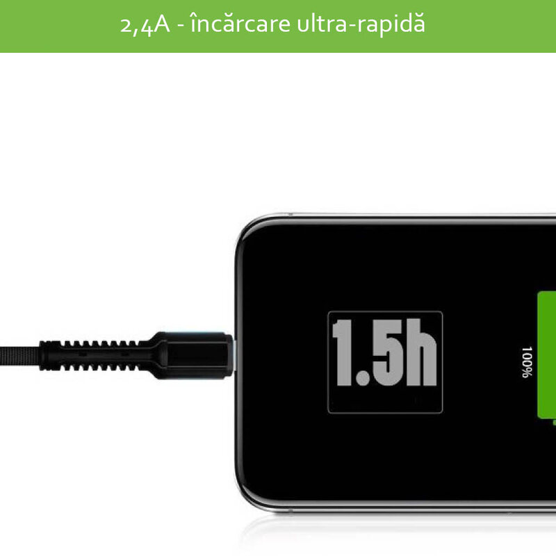 Cablu de date Lightning LDNIO LS63 100CM 2.4A - Negru