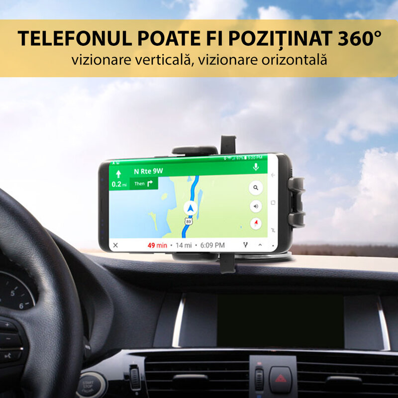 Suport telefon auto IOttie EOT wireless pentru bord, parbriz, negru