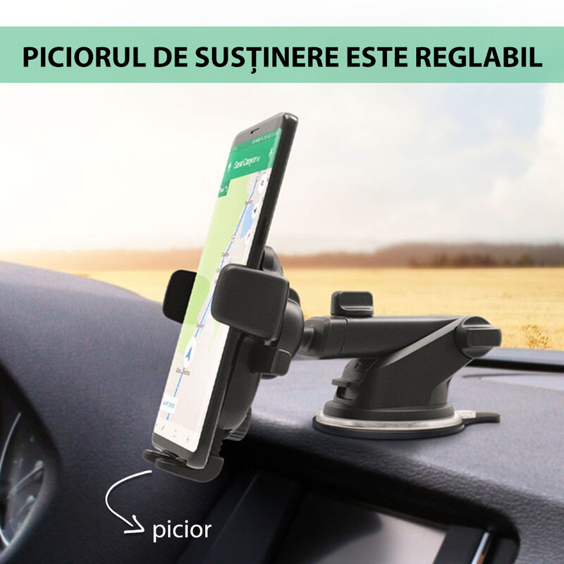 Suport telefon auto IOttie EOT wireless pentru bord, parbriz, negru