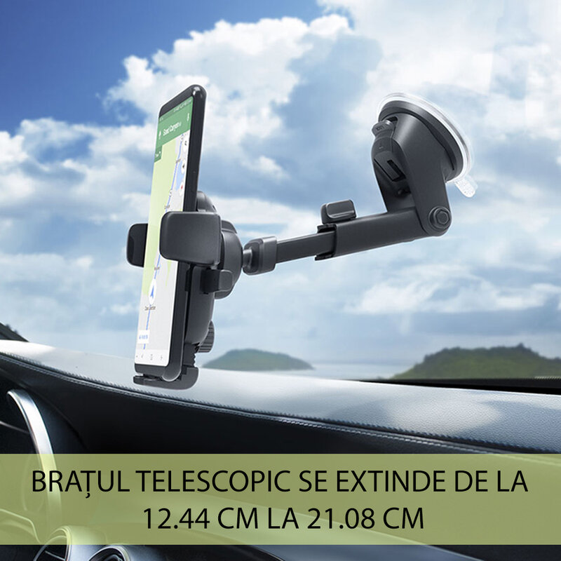 Suport telefon auto IOttie EOT wireless pentru bord, parbriz, negru