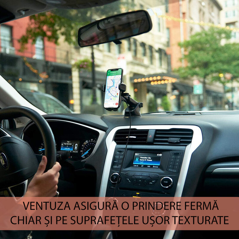 Suport telefon auto IOttie EOT wireless pentru bord, parbriz, negru