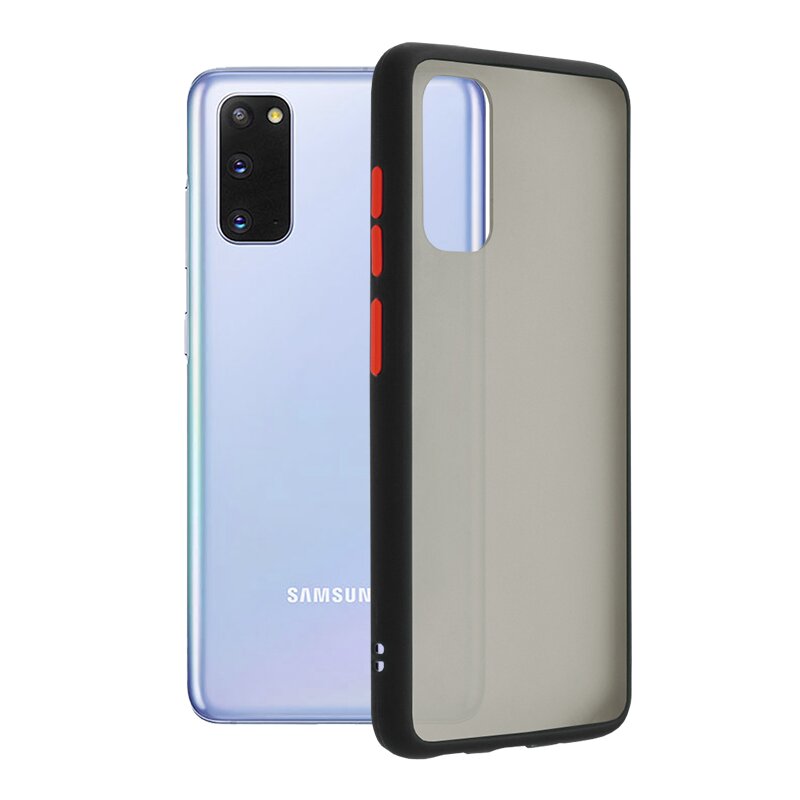 Husa Samsung Galaxy S20 Mobster Chroma Cu Butoane Si Margini Colorate - Negru